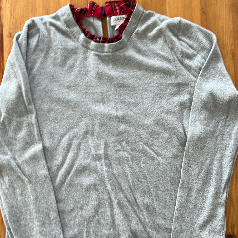 J Crew Knit Sweater with Plaid Button Collar, Sz S
